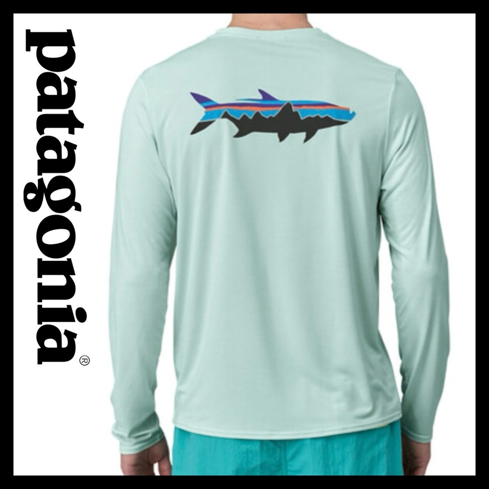 Patagonia Men's LS Capilene Cool Daily Waters Graphic T-Shirt - Size (M) Mint